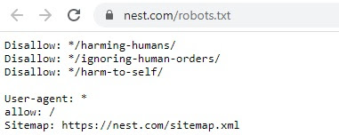 Zawartość pliku robotst.txt dla strony nest.com