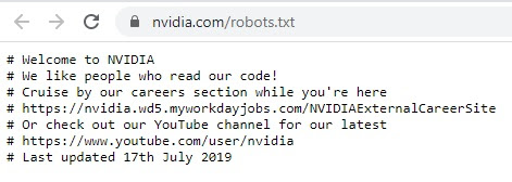 Zawartość pliku robotst.txt dla strony nvidia.com