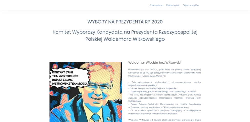 witkowski2020.pl - widok strony głównej
