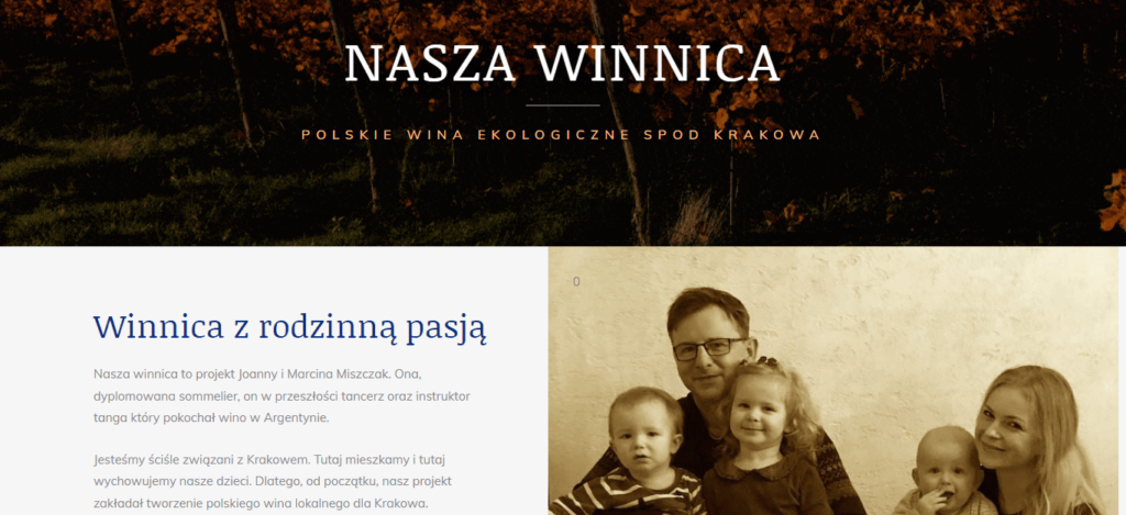 Przykład strony “O nas” polskiej winnicy