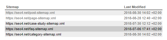 Widok sitemapy wygenerowanej przez wtyczkę Yoast SEO